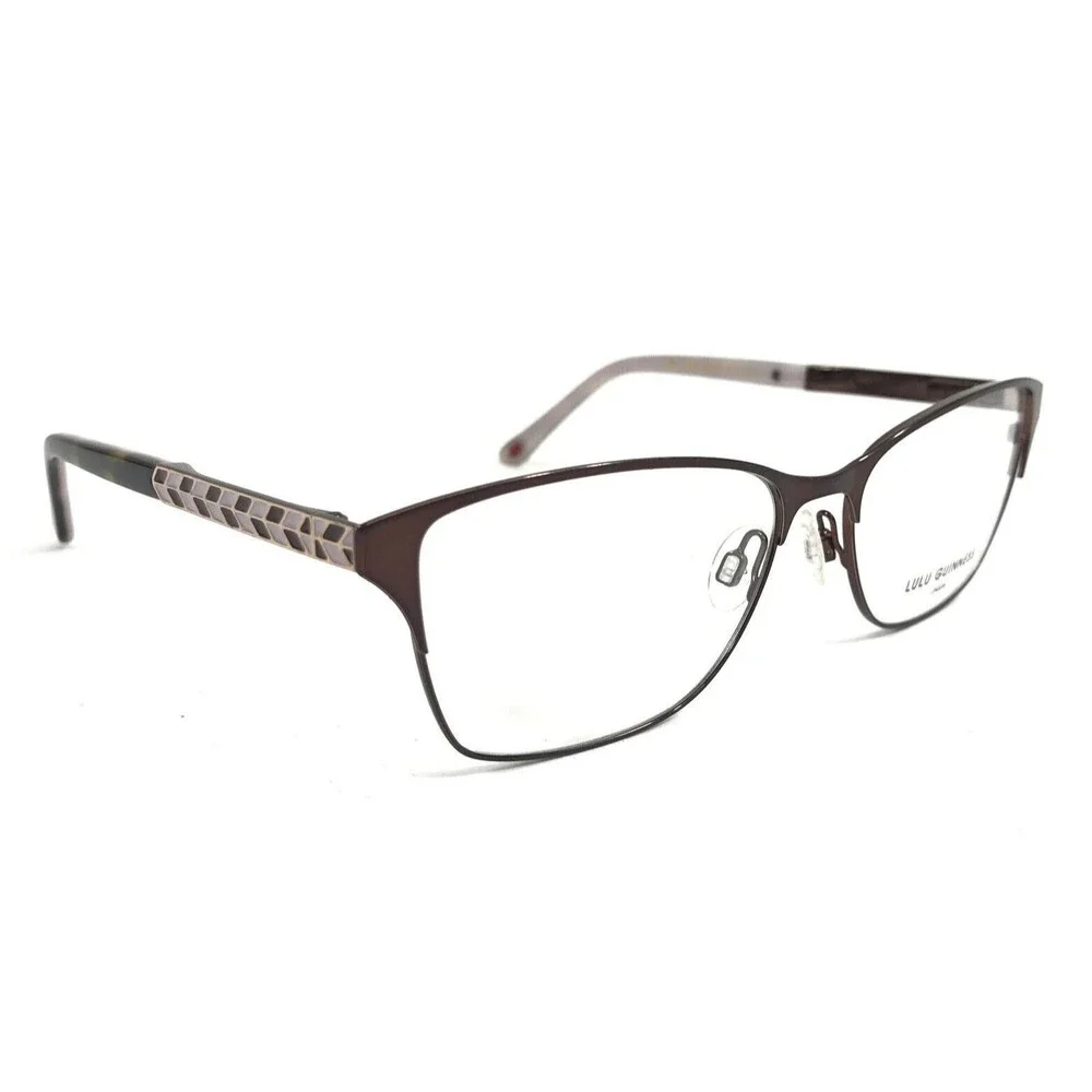 Lulu Guinness Eyeglasses Frames L200 BRN Brown Purple Cat Eye Full Rim 56-16-135